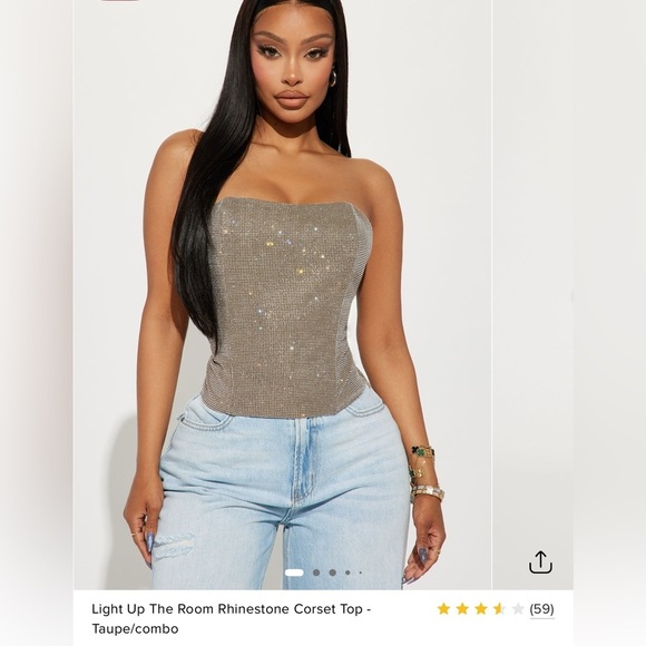 Light Up The Room Rhinestone Corset Top - Taupe/ Combo​ - Picture 5 of 6